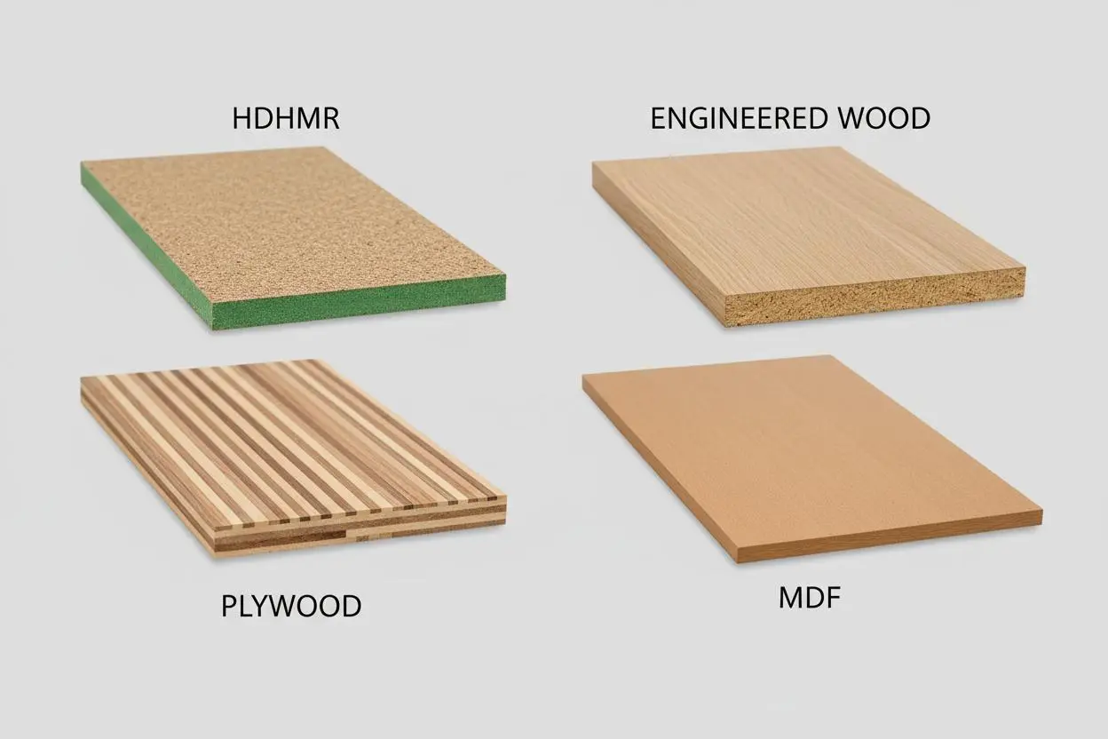Plywood and board samples for modular kitchen shutters and finishes